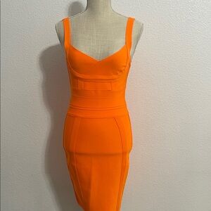 Elegant Orange Bodycon Dress